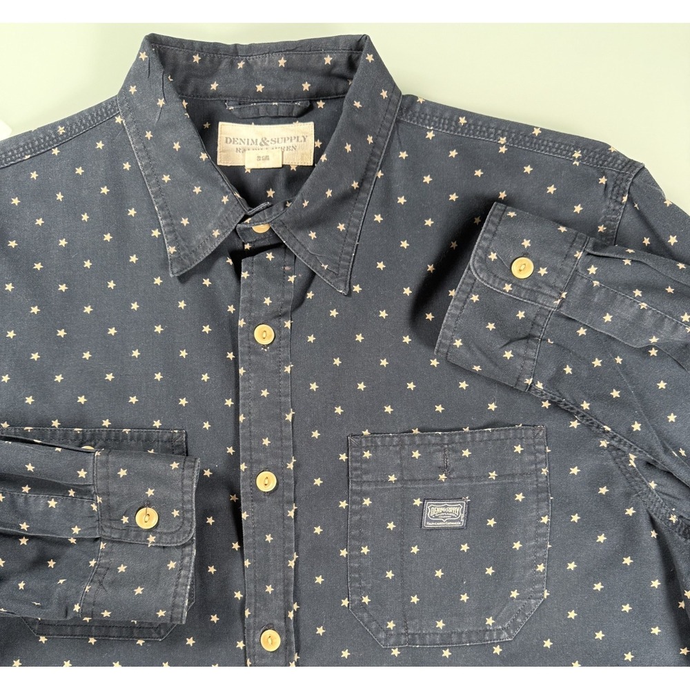 Denim & Supply Ralph Lauren Preppy Shirt Mens L Navy Button Up Casual